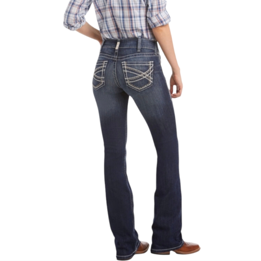 ARIAT R.E A.L. Mid Rise Stretch Entwined bootcut Jeans sz 29S marine blue EUC
